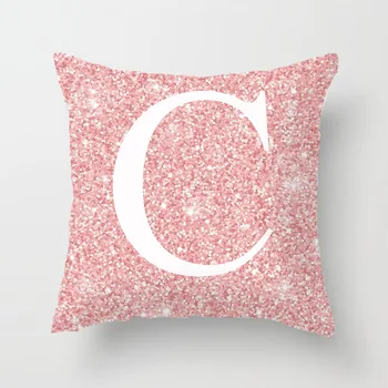 Pillow Bogstaver Pink Blomster Dekorative Puder, Pudebetræk Polyester Pudebetræk Smide Pude Sofa Dekoration Pillowcover