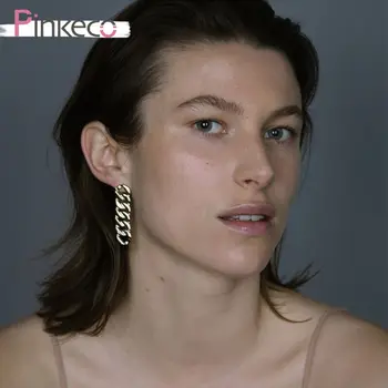 Pinkeco fransk design kæde fast tekstur kæde øreringe heavy metal øreringe
