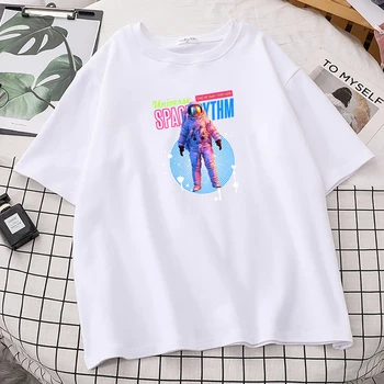 Plads Byihm Udskrivning Kvindelige T-Shirt Kreativitet Casual Bomuld T-Shirts Mode Oversize T-Shirts Sommeren Komfortable Womans Tshirt