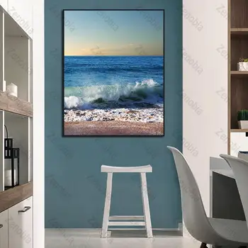 Plakat Maleri Hvid Sky Blue Ocean Hjem vægdekoration Plakat Brug af Rammeløse Stil I Soveværelse og Stue Væg Kunst