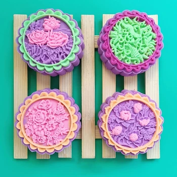 Plast Mooncake Skimmel 125g Foråret Stempel Cookie Cutter Mould DIY Bagning Tilbehør 35ED