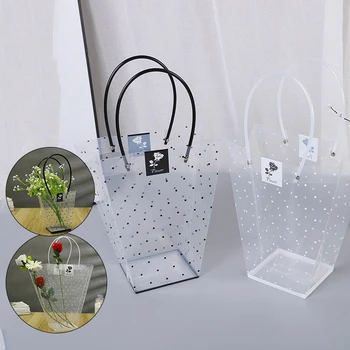 Plast PVC Transparent Blomst Emballage Poser Lange, Klare Tote Buket Blomster Sække Bærbare gavepose Rose Blomster Dekoration