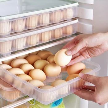 Plastik Æg boks køkken opbevaring af æg max 24 Grid Æg indehaveren Stabelbare fryser opbevaring arrangørerne opbevaring af æg Container