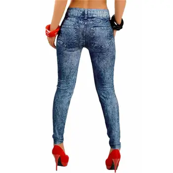 Plus Size Kvinder Denim Bukser Sommeren Sexet Tætsiddende Snefnug Trykt Efterlignet Denim Jeans Leggings, One Size