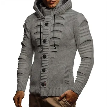 Plus Size Mode 2021 Strikke en Sweater Mænd Foråret Efteråret Nye Hule Casual Slim Fit Grå Hætte Trøjer Mandlige Vinter Varm 5XL