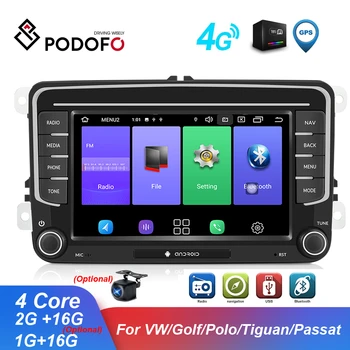 Podofo Android 2 Din Bil Stereo Radio Multimedie-Afspiller GPS for VW Passat B6 B7 Golf Polo Touran Sedan Tiguan Jetta Seat Skoda
