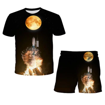 POP 3D Printet Solar System Sommer o-hals Børn Passer Film Teen Fashion T-Shirts Dreng Pige Bukser 2 Stykke Casual Toppe kid 4T-14T
