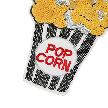 Popcorn Pailletter Patches Sy-on Applikation til Tøj Cool Jakker, Frakker T-shirt DIY Beklædning Tøj, Klistermærker Mad Parches