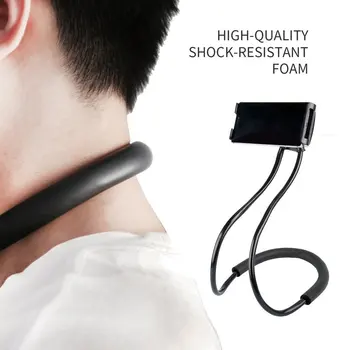 Praktisk Design Hals Hængende Mobiltelefon Holderen Står Fleksibel Universal 360 Graders Rotation Bed Mount til Smartphones