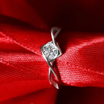 Prinsis Ægte 925 Sterling Sølv Ring Skinnende CZ Sten Engel Kys Kærlighed Gave Til Kvinder Bryllup Fine S925 Smykker DC011