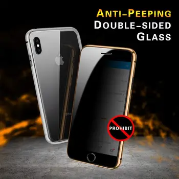 Privatlivets fred Hærdet Glas Magnetisk cover til iPhone 11 Pro Max antal XS ANTAL XR-X 8 7 6s 6 Plus SE Magnet Metal Bumper Anti-Kiggede Dække