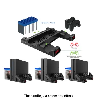 PS4 Slank/PS4 Pro Dual Controller Oplader Konsol Køling Stå ladestation Køling Base Med LED For SONY Playstation 4