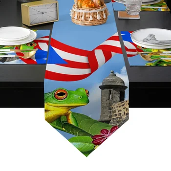 Puerto Rico Red Eyed Tree Frog Bordløber Dækkeserviet Sæt Dug Spisebord I Mat Hjem Bryllup Tabel Dekoration