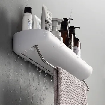 Punch-Gratis Badeværelse Arrangør Hylde Shampoo Brusebad Storage Rack Badekar køkken håndklædeholder, Husholdningsartikler Tilbehør