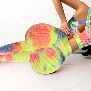 Push-Up Leggings Kvinder Trænings-Og Høj Talje Anti Cellulite Leggings Træning Tie Dye Jeggings Energi Elastiske Bukser Fitness Tights
