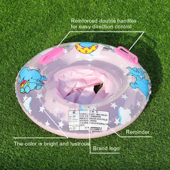 PVC Oppustelige Elefant Form Swimming Ring med Rattet Baby Hals Flydende Hals Flydende Hjul Swimmingpool Toy Badning Cirkel