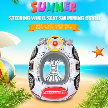 PVC Oppustelige Svømning Ring med Rattet Baby Hals Flydende Hals Flydende Hjul Swimmingpool Toy Badning Cirkel til Småbørn
