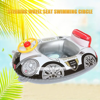 PVC Oppustelige Svømning Ring med Rattet Baby Hals Flydende Hals Flydende Hjul Swimmingpool Toy Badning Cirkel til Småbørn