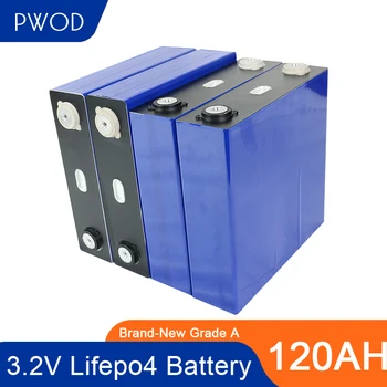 PWOD 8STK LiFePO4 120ah 3.2 V Grade A Cell Lithium phospha For DIY-12V 24V Hjem RV Solar Energy Storage System EU US tax free