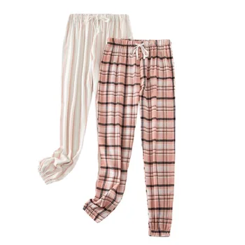 Pyjamas Bukser Garn-farvet Bomuld Velour Bukser til Kvinder Foråret og Sommeren 2021 Simple Ben-cut Hjem Pants Kvinders Tøj Hjem