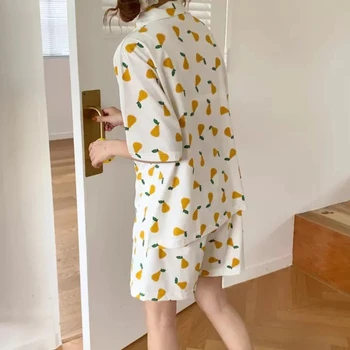 Pyjamas Sæt Søde Kvinder Trykt Hyggelig Korte Ærmer Loungewear Løs, Afslappet, Udendørs Teens Koreansk Stil Simple Mode Kvindelige Sommer