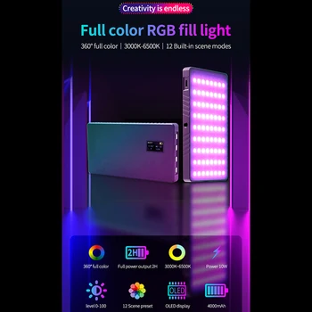 Q1 RGB LED Video Lys 3000K 6500K Dæmpbar Fyld Lys DSLR Smartphone Vlog Lampe, Fotografering Belysning Kit