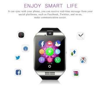 Q18 Bluetooth Opkald, Smart Ur Med Touch Screen Support Kamera Sport Fitness Sove Tracker Pulsmåler Smartwatch
