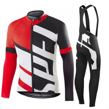 Quick-tørring atleter forår og efterår cykling tøj langærmet cykling tøj røde og hvide udendørs cykling mountain bike