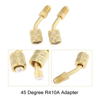 R410A Opladning Vakuum Port-Adapter Kit,2PC 45 Graders Vinklet og 90 Graders Opladning Vakuum Adaptere,for Mini Split-System