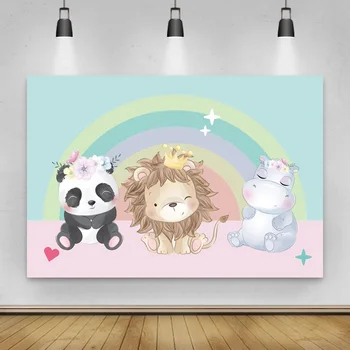 Rainbow Dyr Panda, Baby Shower Børn Fødselsdagsfest Foto Baggrund Vinyl Fotografering Baggrund