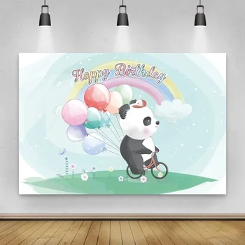 Rainbow Dyr Panda, Baby Shower Børn Fødselsdagsfest Foto Baggrund Vinyl Fotografering Baggrund