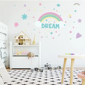 Rainbow Star engelsk Kærlighed selvklæbende Wall Sticker børneværelse Stue, Soveværelse Kreative Wall Sticker PVC