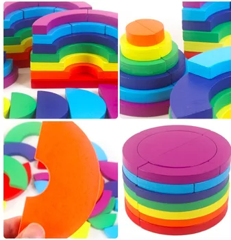 Rainbow træ-blok kreativ tænkning byggesten stakke Rainbow Stacking Blokke Balance Blokke børn Sanser Træ-Legetøj
