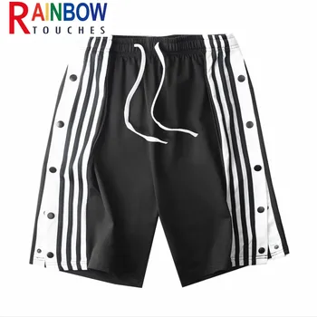 Rainbowtouches 2021 Mænd Shorts Halvt Åben Side Knap Polyester Farve Afslappet Sport Shorts