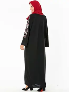 Ramadan Abaya Dubai Kaftan Muslimske Broderi Løs Lange Maxi Kjole Islam Blomster Jilbab Arabiske Robe Cocktail Party Kjole Mellemøsten