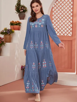 Ramadan Robe Sofa Abaya Dubai Tyrkiet Islam Muslimske Mode Blå Kjole Lange Kjoler Abayas For Kvinder Vestidos Kaftan Marocain