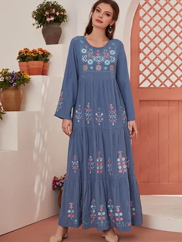 Ramadan Robe Sofa Abaya Dubai Tyrkiet Islam Muslimske Mode Blå Kjole Lange Kjoler Abayas For Kvinder Vestidos Kaftan Marocain