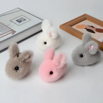 Real Mink Fur Bunny Nøglering Søde Mini Lille Kanin Toy Bag Charms Bil Metal Nøglering Nipsting Kvinder Gave Bue Dekoration Vedhæng