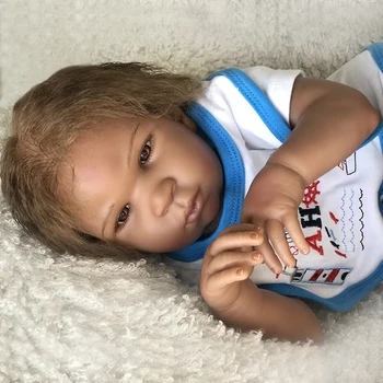 Reborn dukke Legetøj 20 tommer Bløde Silikone Reborn baby doll i live black African bebe nyfødte dukker gave