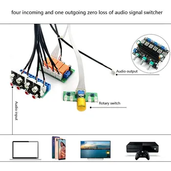 Relæ 4-vejs Audio Input Signal Selector Skifter RCA Audio Input-Valg yrelsen for Rotary skifte for-Forstærkere