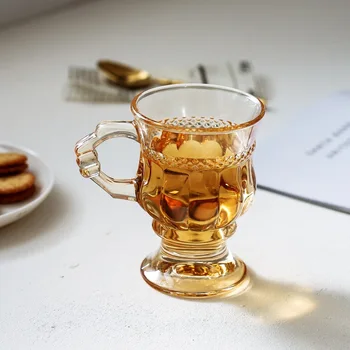 Retro Glas Og Kop Mælk Whisky Te Glas Øl Krus Varmeandig Gennemsigtig Amber Te Kop Mælk Glas Vin Cup Drinkware