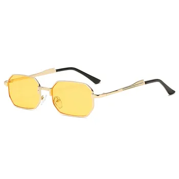 Retro Solbriller Kvinder Klassiske Lille Polygon Mænd Luksus Vintage Black Spejle Farve Gennemsigtig Linse Sol Briller Brillerne UV400