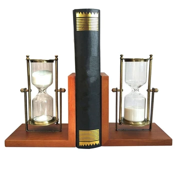 Retro Timeglas Bog Stående Dekoration Bruser Undersøgelse Timeglas Reol Atmosfæriske Mode Træ-Bookend