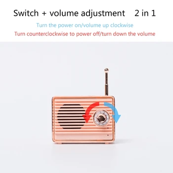 Retro Trådløse Vintage Bærbare Bluetooth-kompatibel Stereo Højttaler, Rejser Musik Afspiller D7WC