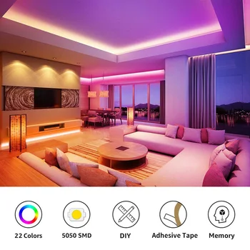 RGB LED Strip 5m 150LEDs RGB 5050 Fjernbetjeningen for at Ændre Farve LED Neon Lys Vandtæt lysbånd til Haven Hjem Dekoration