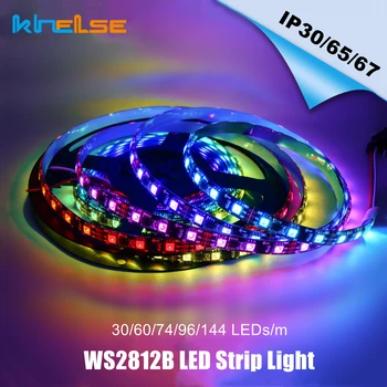 RGB WS2812B LED Strip Light WS2812 30/60/74/96/144 LEDs/m 5V Programmerbare IC Farverige 5050 SMD Fleksibel Strimmel Tape IP30/65/67