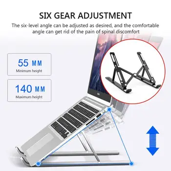 Rgonomic Fleksibel Folde Højde Justerbar Aluminium Holder Stand Desktop Riser Justering Sammenfoldelig Bærbare Notebook Lapto Y3O2