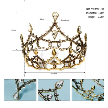 Rhinestone Crown Crystal Diademer og Kroner for Kvinder Hår Tilbehør Party Hår Smykker Brudepige Gave Prom Medaljon Hovedbeklædning