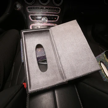 Rhinestone Tissue Box Holder til Bil Papir Sag servietholder Fuld Diamond Bling Bling Luksus Bil Tilbehør til Kvinder, Piger