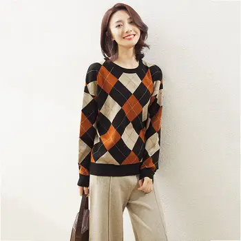Ribbet Alle-match Strikke New Age-reducerende langærmet Sweater Bunden Shirt koreansk Stil Bluse Kvinder